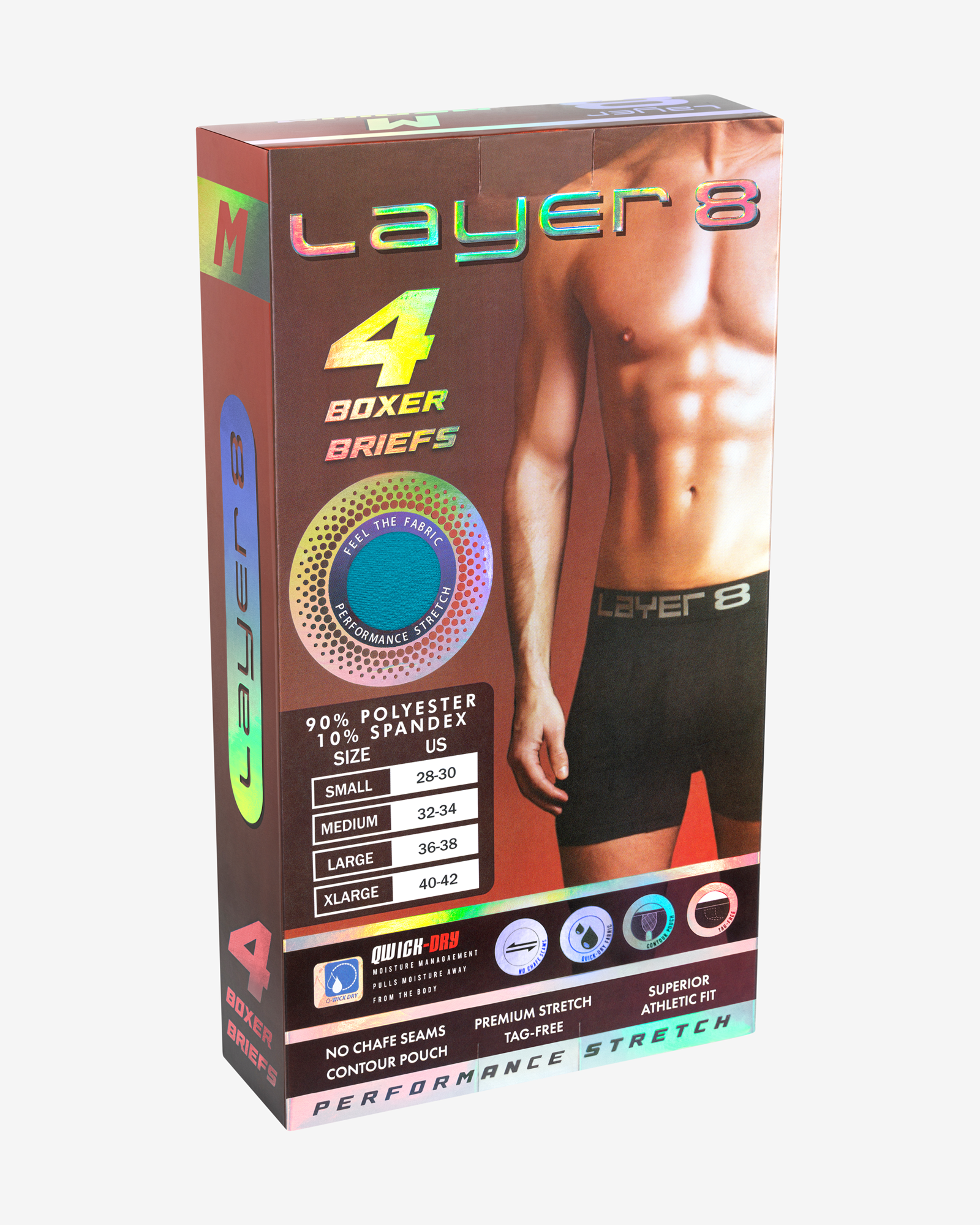 Layer 8 Performance Quick Dry Long Leg Stretch Boxer Briefs (6